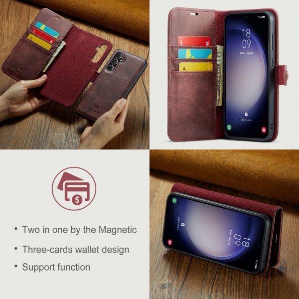 Dg.Ming Samsung Galaxy S25 Etui med Aftageligt Cover Rød