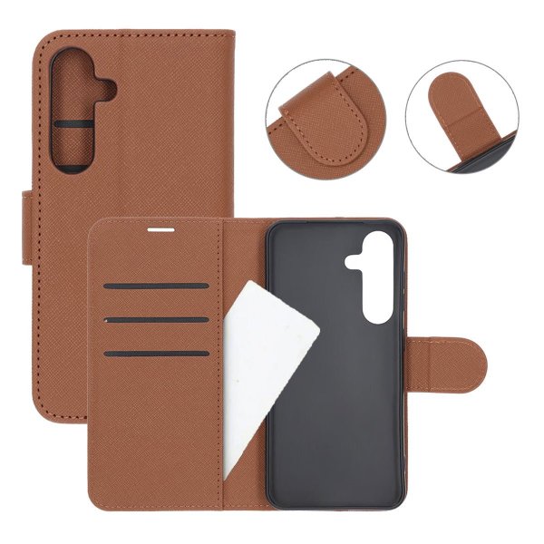 Samsung Galaxy S25 Etui med Kortlomme og Stativfunktion Brun