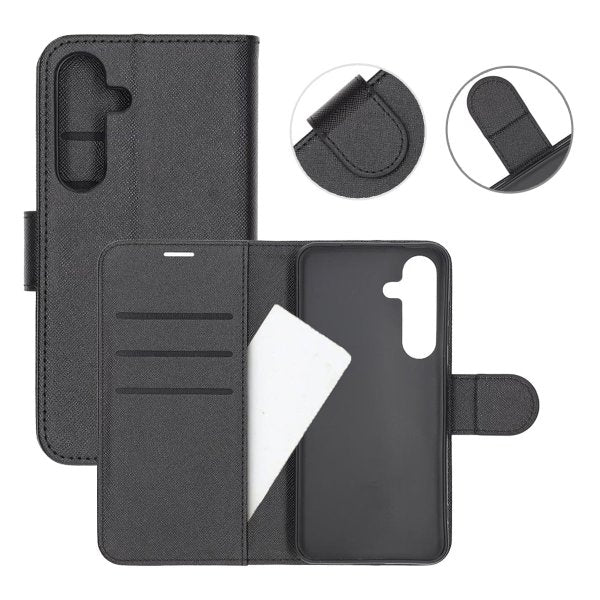 Samsung Galaxy S25 Cover med Kortrum Stativfunktion Sort