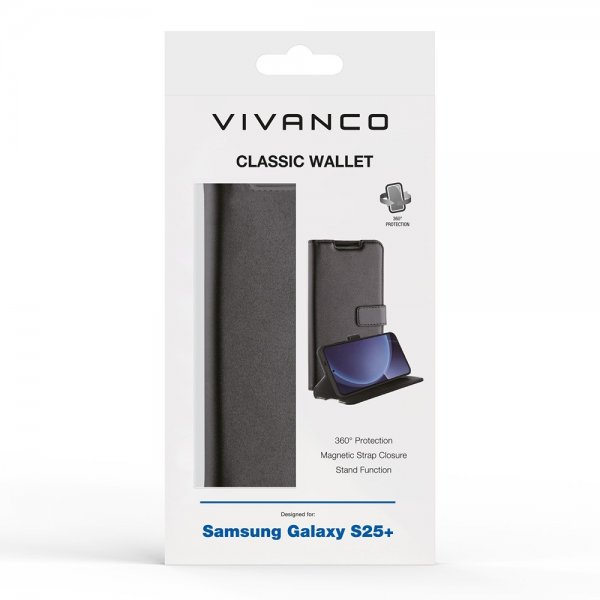 Vivanco Samsung Galaxy S25 Plus Etui Classic Wallet Sort