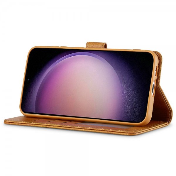 Lc.Imeeke Samsung Galaxy S25 Plus Etui med Kortlomme Stativfunktion Lysebrun