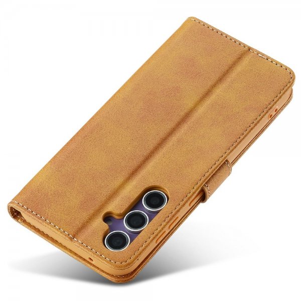 Lc.Imeeke Samsung Galaxy S25 Plus Etui med Kortlomme Stativfunktion Lysebrun
