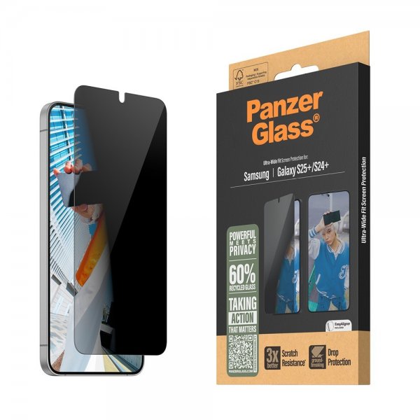 PanzerGlass Samsung Galaxy S24 Plus/Galaxy S25 Plus Skærmbeskyttelse Ultra-Wide Fit Privacy EasyAligner