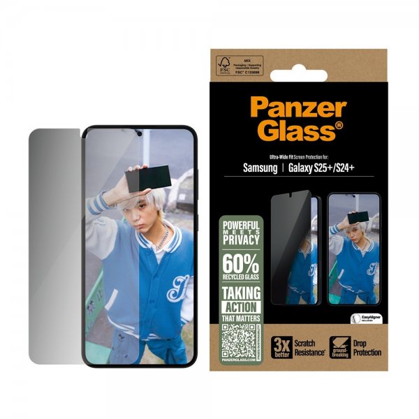 PanzerGlass Samsung Galaxy S24 Plus/Galaxy S25 Plus Skærmbeskyttelse Ultra-Wide Fit Privacy EasyAligner