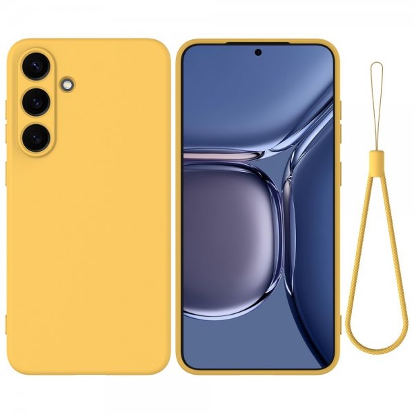 Samsung Galaxy S25 Cover med strop, silikone, gul