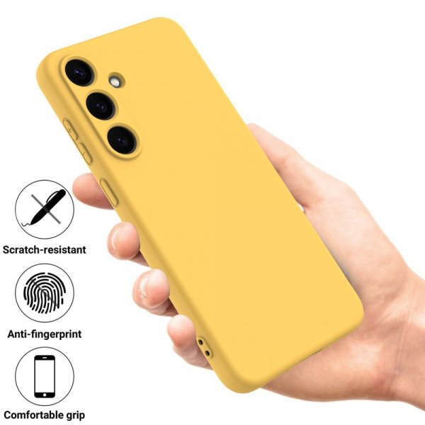 Samsung Galaxy S25 Cover med strop, silikone, gul