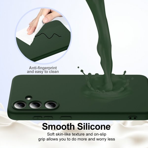Samsung Galaxy S25 Cover med Strop Silikone MagSafe Mørkegrøn