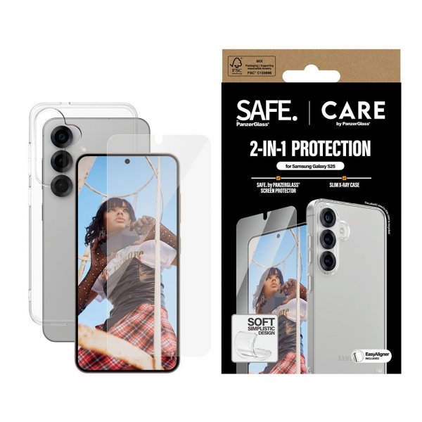 CARE by PanzerGlass Samsung Galaxy S25 Cover og Skærmbeskyttelse Fashion 2-i-1 Bundle