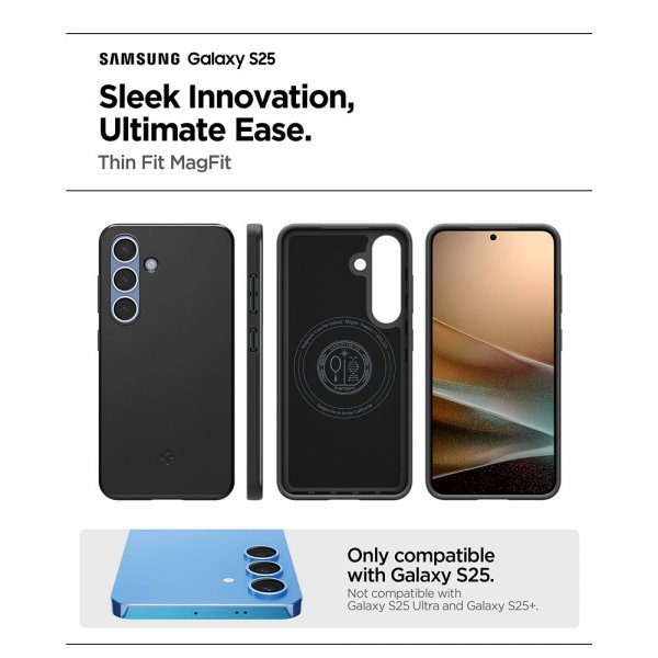Spigen Samsung Galaxy S25 Cover Thin Fit MagFit Sort