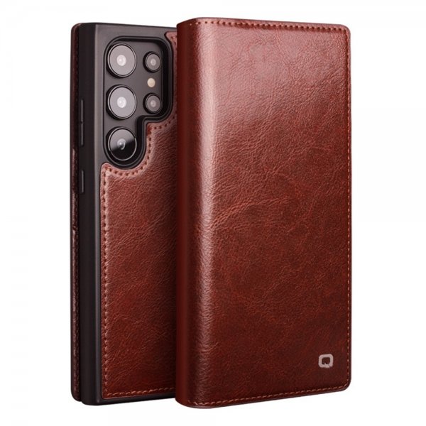 Qialino Samsung Galaxy S25 Ultra Cover Ægte Læder Brun