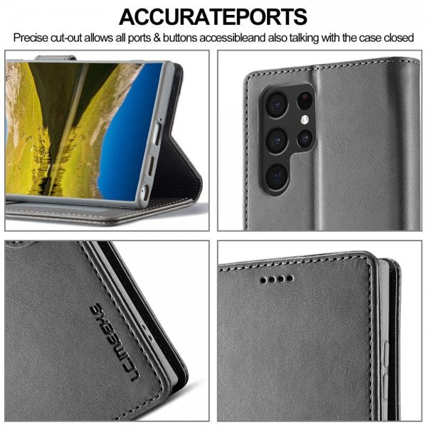 Lc.Imeeke Samsung Galaxy S25 Ultra Cover med Kortlomme Standerfunktion Grå