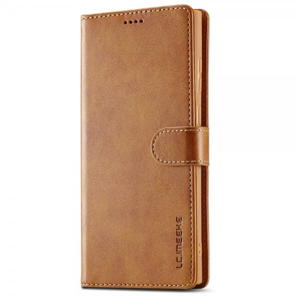 Lc.Imeeke Samsung Galaxy S25 Ultra Cover med Kortlomme Standerfunktion Lysebrun