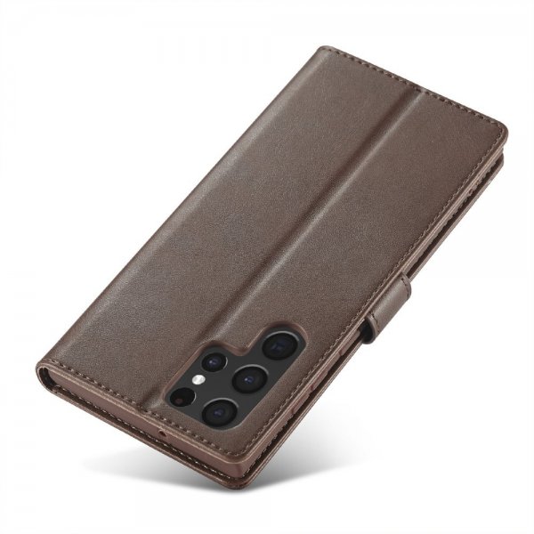 Lc.Imeeke Samsung Galaxy S25 Ultra Cover med Kortlomme Standerfunktion Mørkebrun