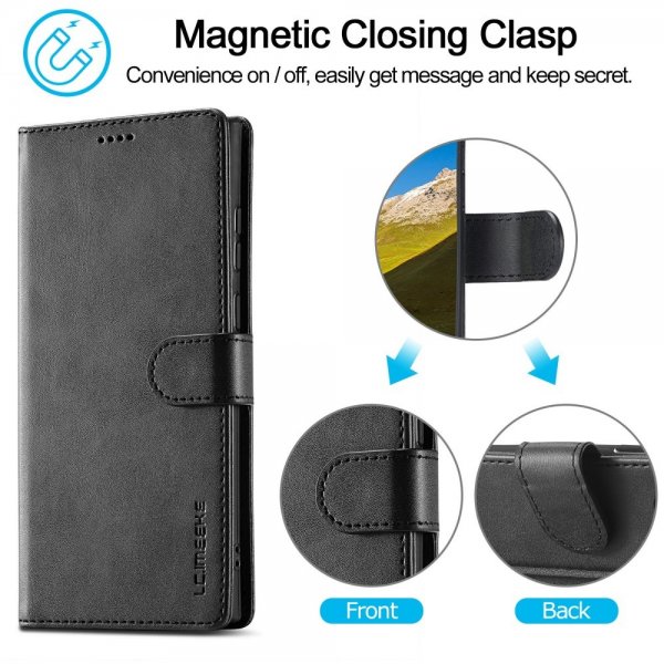 Lc.Imeeke Samsung Galaxy S25 Ultra Cover med Kortlomme Standerfunktion Sort