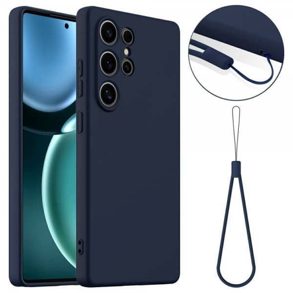Samsung Galaxy S25 Ultra Cover med Strap Silikone MagSafe Mørkeblå
