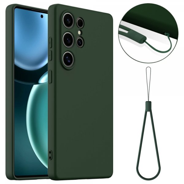 Samsung Galaxy S25 Ultra Cover med Rem Silikone MagSafe Mørkegrøn