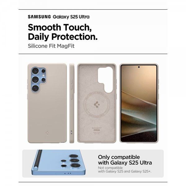 Spigen Samsung Galaxy S25 Ultra Cover Silicone Fit MagFit Natural Titanium