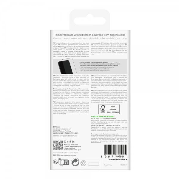 Puro Samsung Galaxy S25 Ultra Skærmbeskyttelse Ramme Hærdet Glas