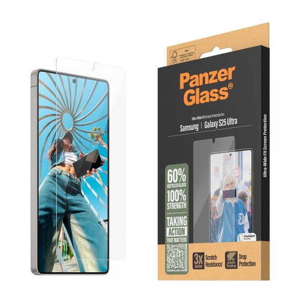 PanzerGlass Samsung Galaxy S25 Ultra Skærmbeskyttelse Ultra-Wide Fit EasyAligner