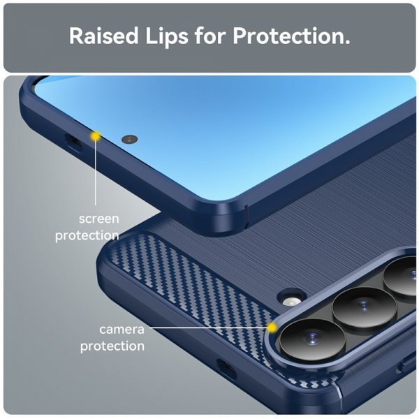 Samsung Galaxy S26 Plus Cover Børstet Kulfibertekstur Blå