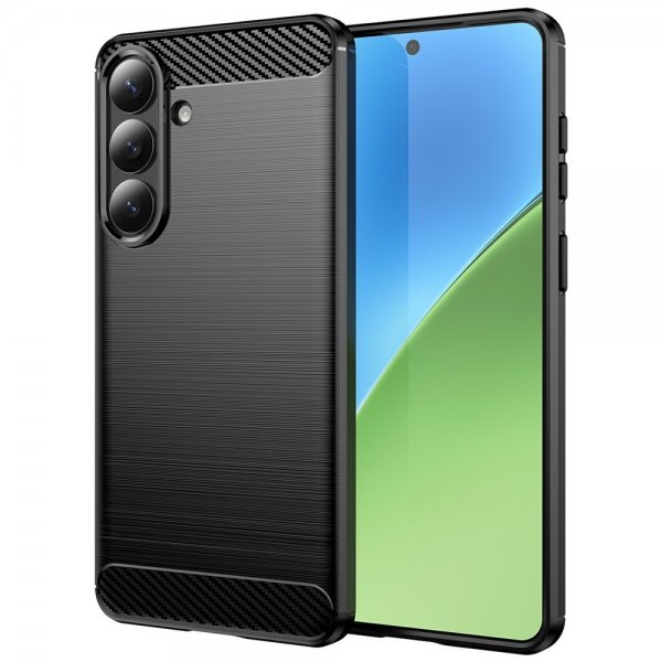 Samsung Galaxy S26 Cover Børstet Kulfibertekstur Sort