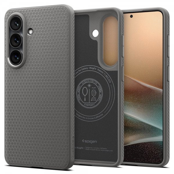 Spigen Samsung Galaxy S26 Plus Cover Liquid Air MagFit Marble Gray