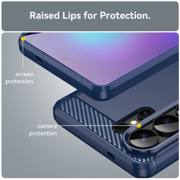 Samsung Galaxy S26 Ultra Cover Børstet Kulfibertekstur Blå