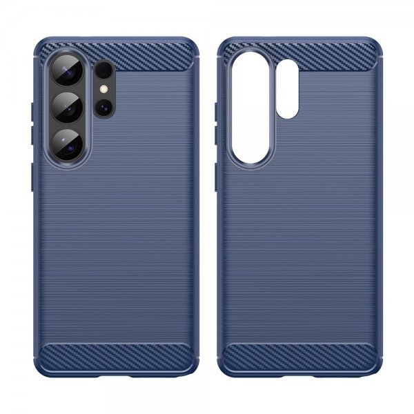 Samsung Galaxy S26 Ultra Cover Børstet Kulfibertekstur Blå