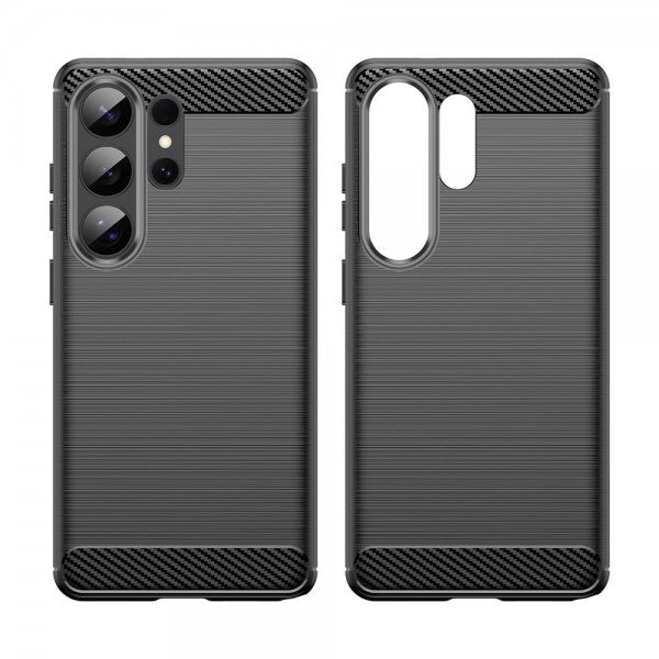 Samsung Galaxy S26 Ultra Cover Børstet Kulfibertekstur Sort