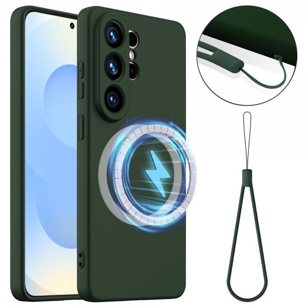 Samsung Galaxy S26 Ultra Cover med Rem Silikone MagSafe Mørkegrøn