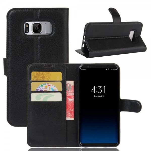 Samsung Galaxy S8 Plus Etui Litchi Sort