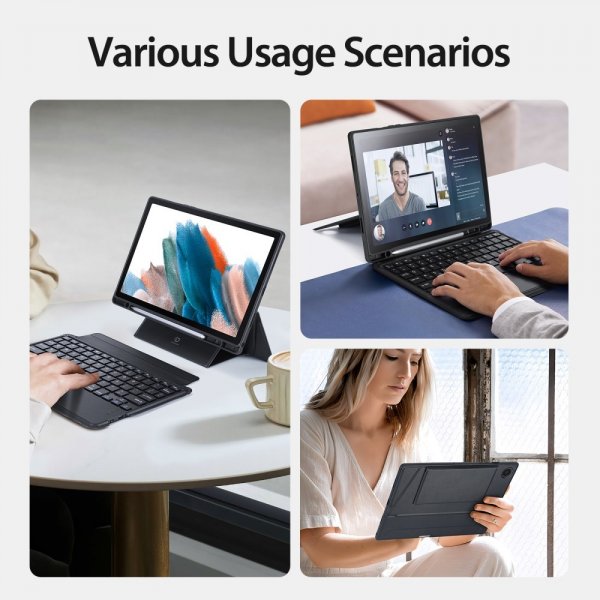 Dux Ducis Samsung Galaxy Tab A8 Etui Aftageligt Tastatur Sort