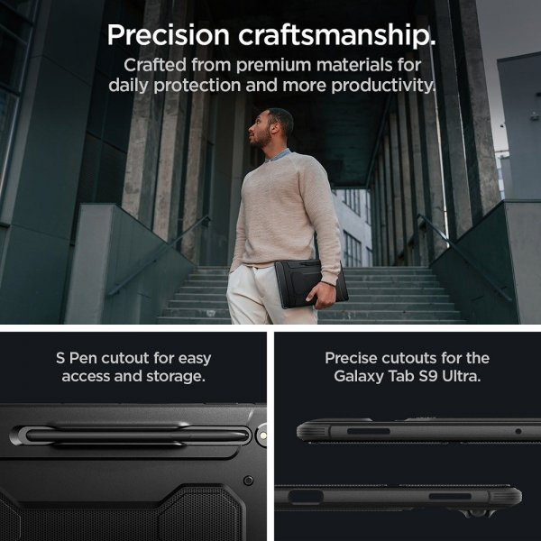 Spigen Samsung Galaxy Tab S8 Ultra/S9 Ultra/S10 Ultra Cover Rugged Armor Pro Sort