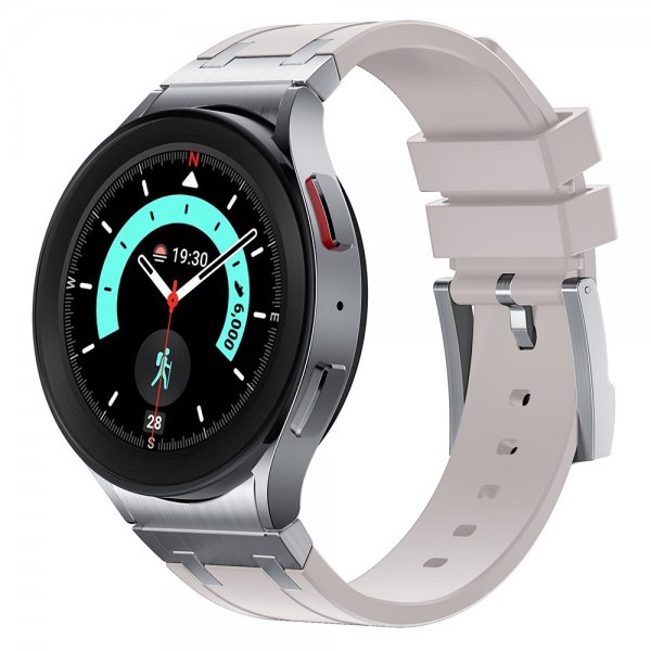 Samsung Galaxy Watch 20mm Silikonerem Sølvspænde Beige