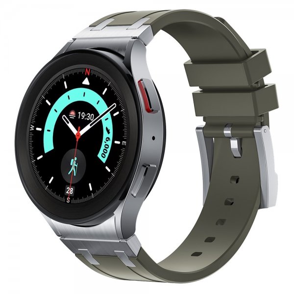 Samsung Galaxy Watch 20mm Silikonerem Sølv Spænde Grøn