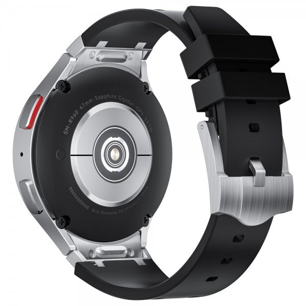 Samsung Galaxy Watch 20mm Silikonerem Sølv Spænde Sort