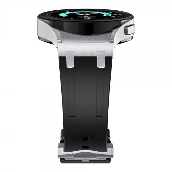 Samsung Galaxy Watch 20mm Silikonerem Sølv Spænde Sort
