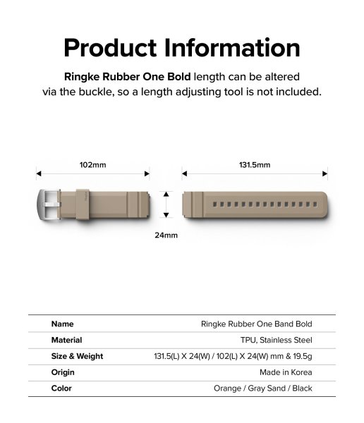 Ringke Samsung Galaxy Watch 20mm Rem Gummi One Bold Rem Gråt Sand