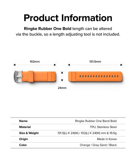 Ringke Samsung Galaxy Watch 20mm Rem Silikone One Bold Bånd Orange