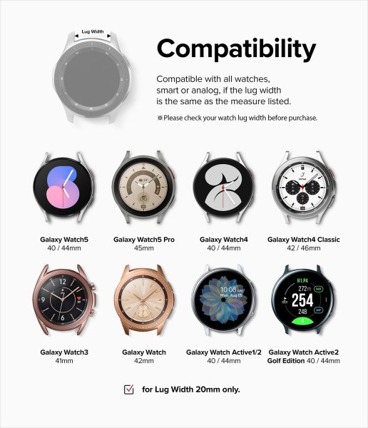 Ringke Samsung Galaxy Watch 20mm Rem Gummi One Bold Band Sort