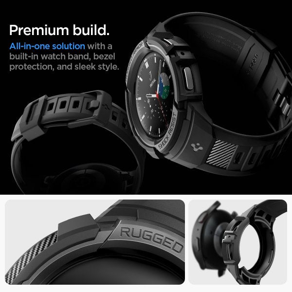 Spigen Samsung Galaxy Watch 5 Pro 45mm Cover og Rem Rugged Armor Pro Sort