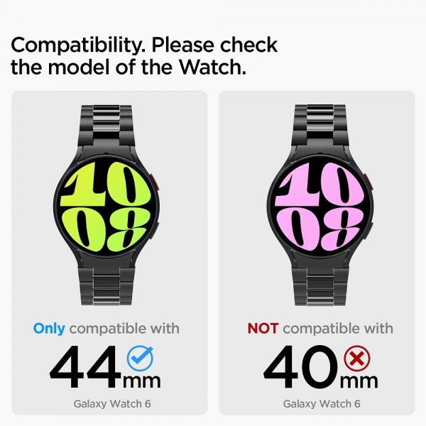 Spigen Samsung Galaxy Watch 6 44mm Armbånd Modern Fit 316L Sort
