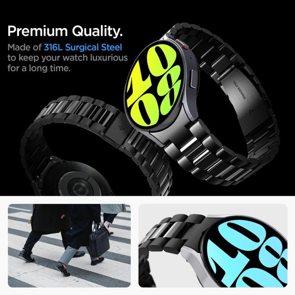 Spigen Samsung Galaxy Watch 6 44mm Armbånd Modern Fit 316L Sort