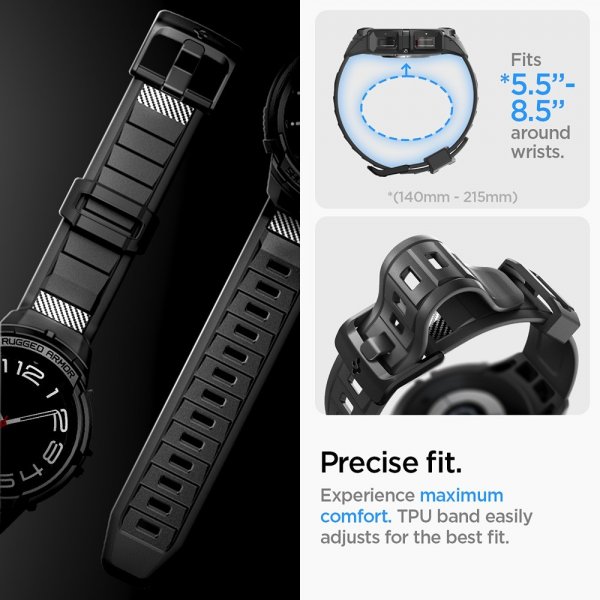 Spigen Samsung Galaxy Watch 6 Classic 47mm Skal og Armbånd Rugged Armor Pro Sort