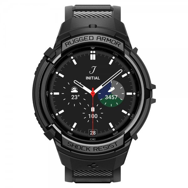 Spigen Samsung Galaxy Watch 6 Classic 47mm Skal og Armbånd Rugged Armor Pro Sort