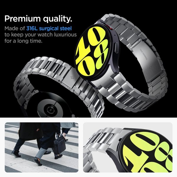 Spigen Samsung Galaxy Watch 7 40/44mm Armbånd Modern Fit 316L Sølv