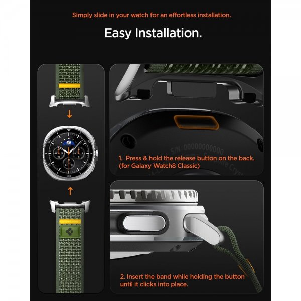 Spigen Samsung Galaxy Watch 8 40/44mm/Classic 46mm Rem Athlex Air Active Green