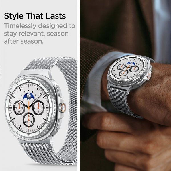 Spigen Samsung Galaxy Watch 8 40/44mm/Classic 46mm Rem Metal Fit Sølv