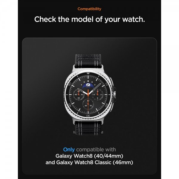 Spigen Samsung Galaxy Watch 8 40/44mm/Classic 46mm Armbånd WBF0 Sort