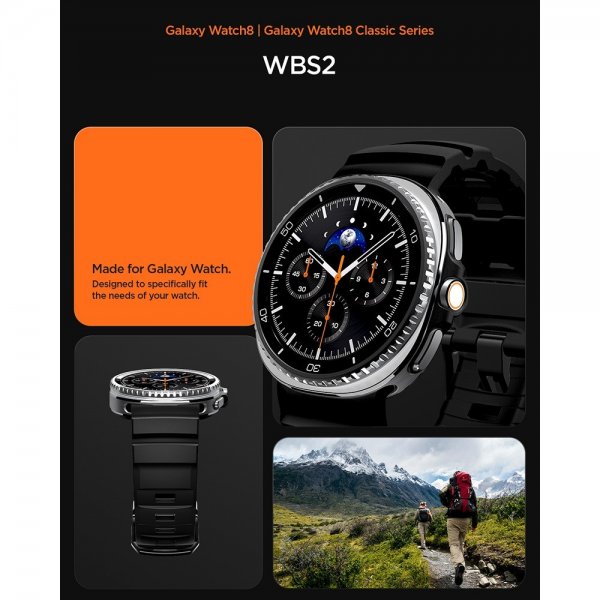 Spigen Samsung Galaxy Watch 8 40/44mm/Classic 46mm Rem WBS2 Sort